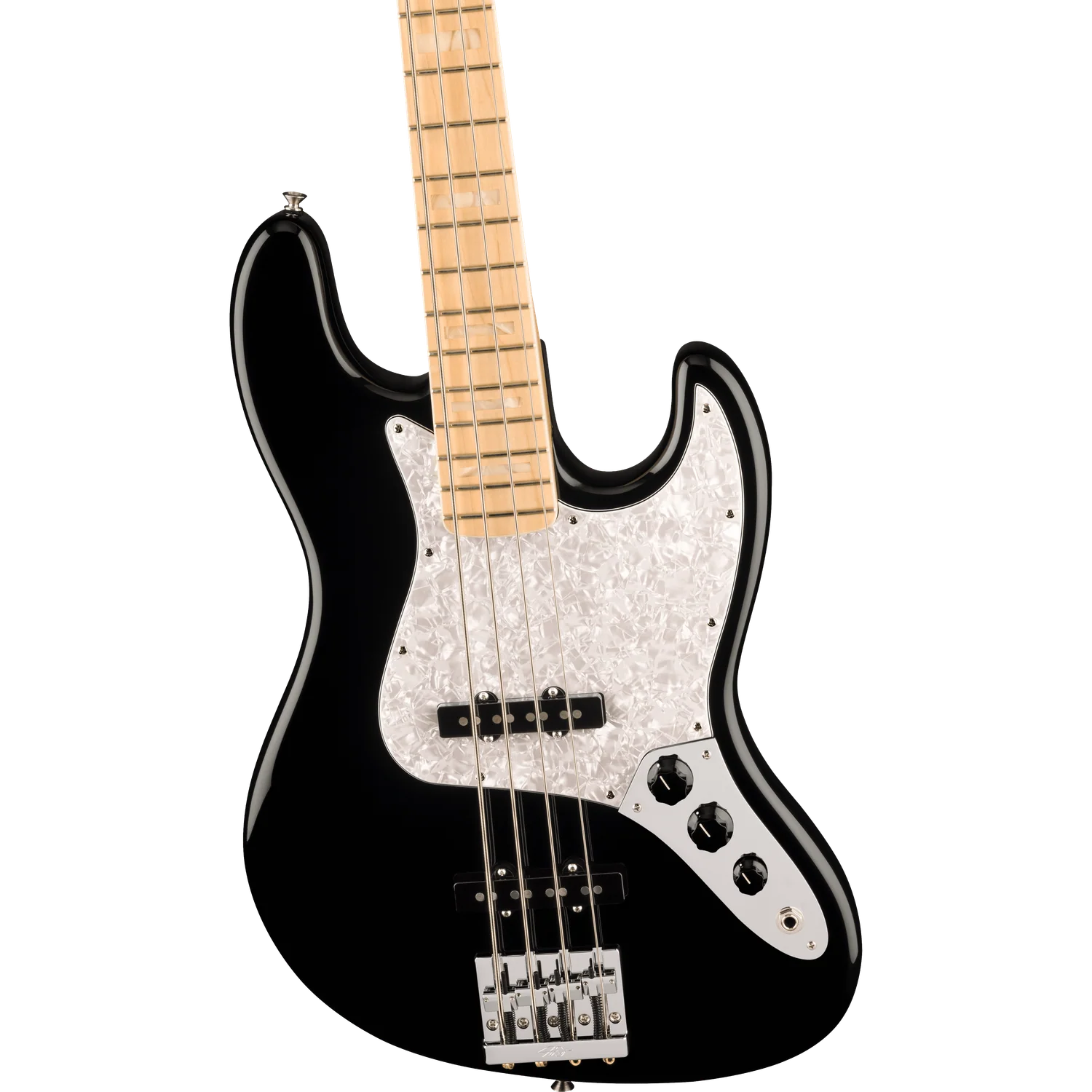 Fender U.S.A. Geddy Lee Jazz Bass Guitar, Maple Fingerboard, Black - Image 3