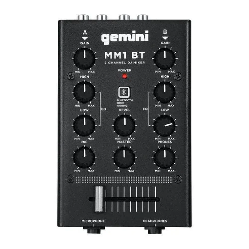 Gemini MM1BT 2-Channel Professional Analog DJ Mixer With Bluetooth Input