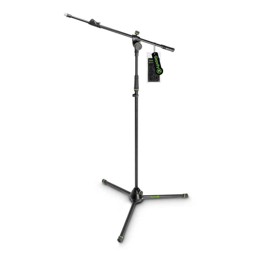 Gravity Microphone Stand with Folding Tripod Base and Adjustment Telescoping Boom