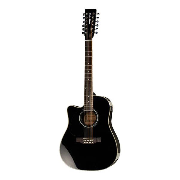 Harley Benton HBD200-12 Left Handed Cutaway Electro Acoustic Guitar - Black