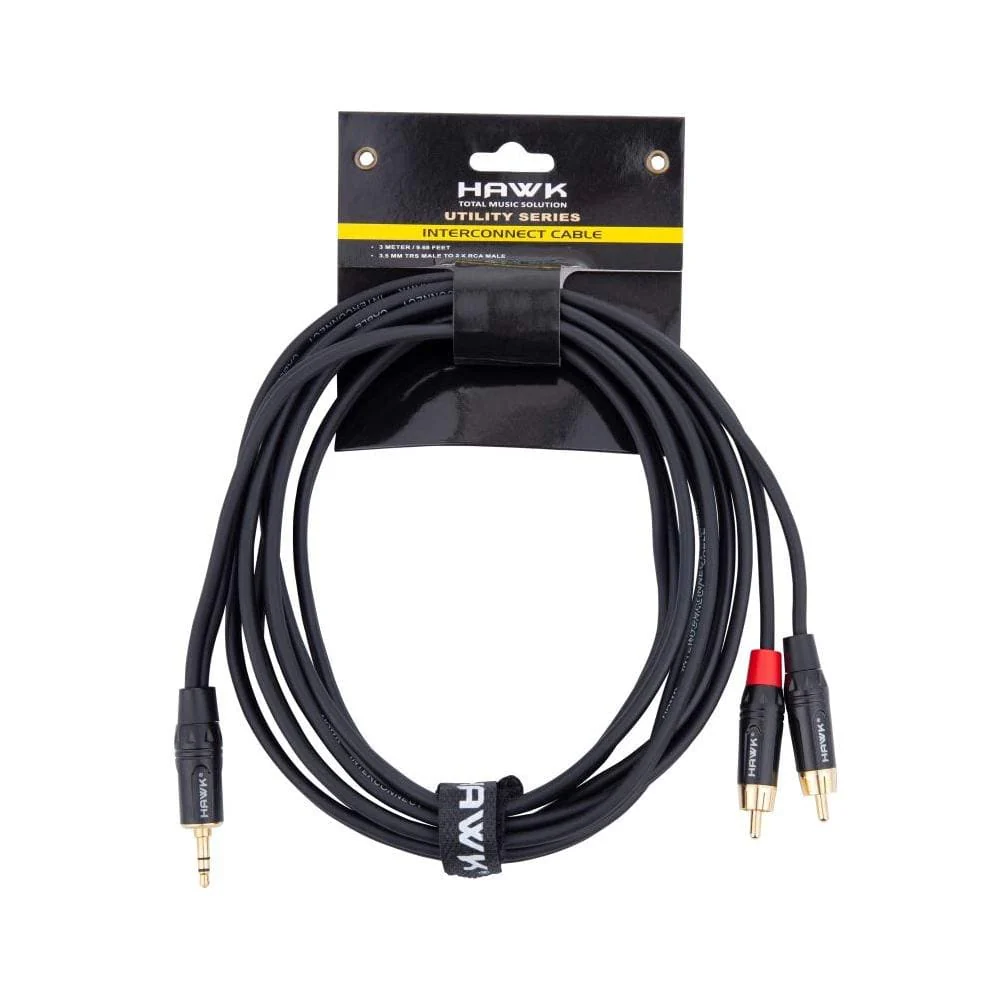 Hawk Proaudio TMRLU03 Utility Series 3.5mm TRS Male to Dual RAC Male Y Cable - Image 3