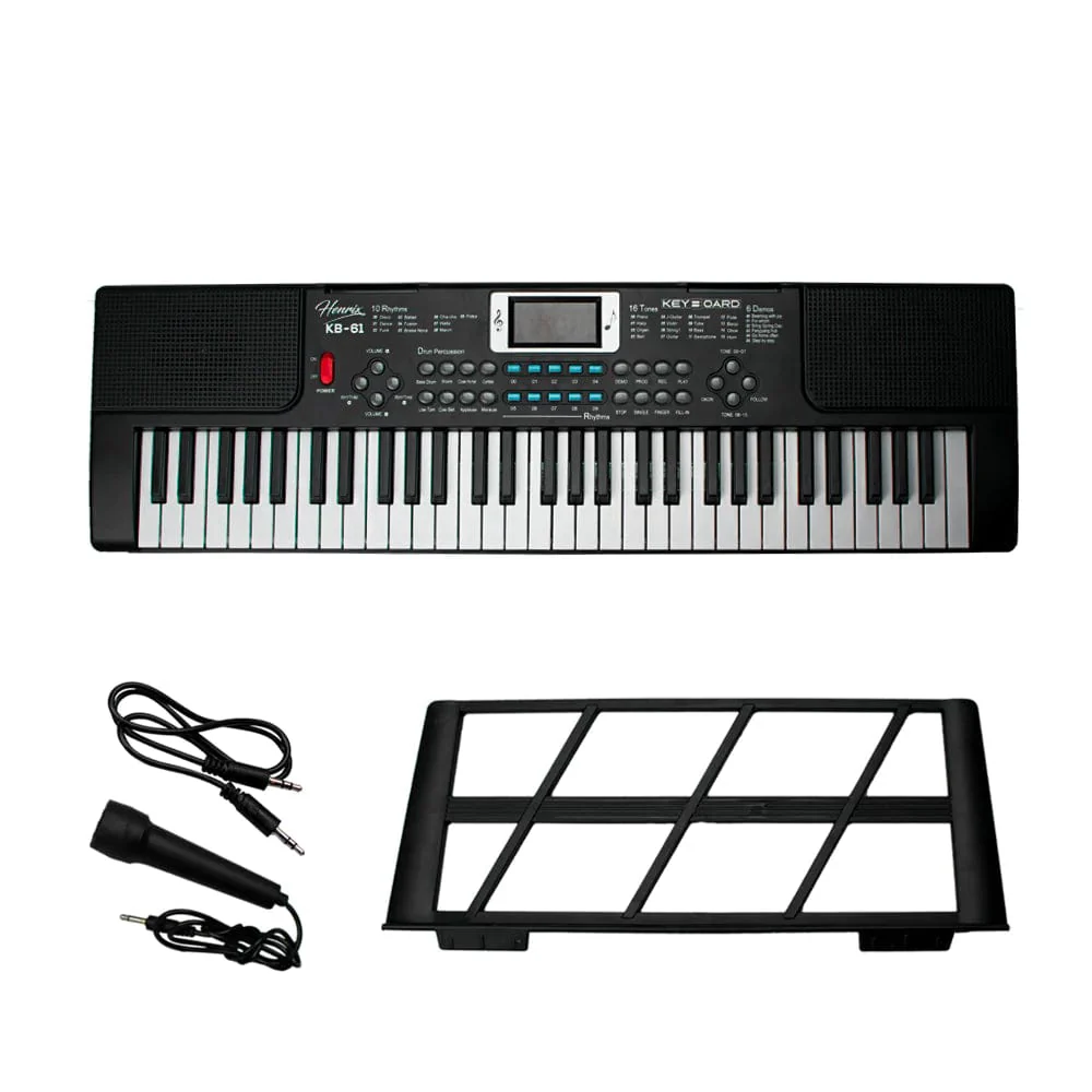 Henrix KB-61 Portable 61 Mini Key Keyboard with Adapter and Microphone - Open Box - Image 8