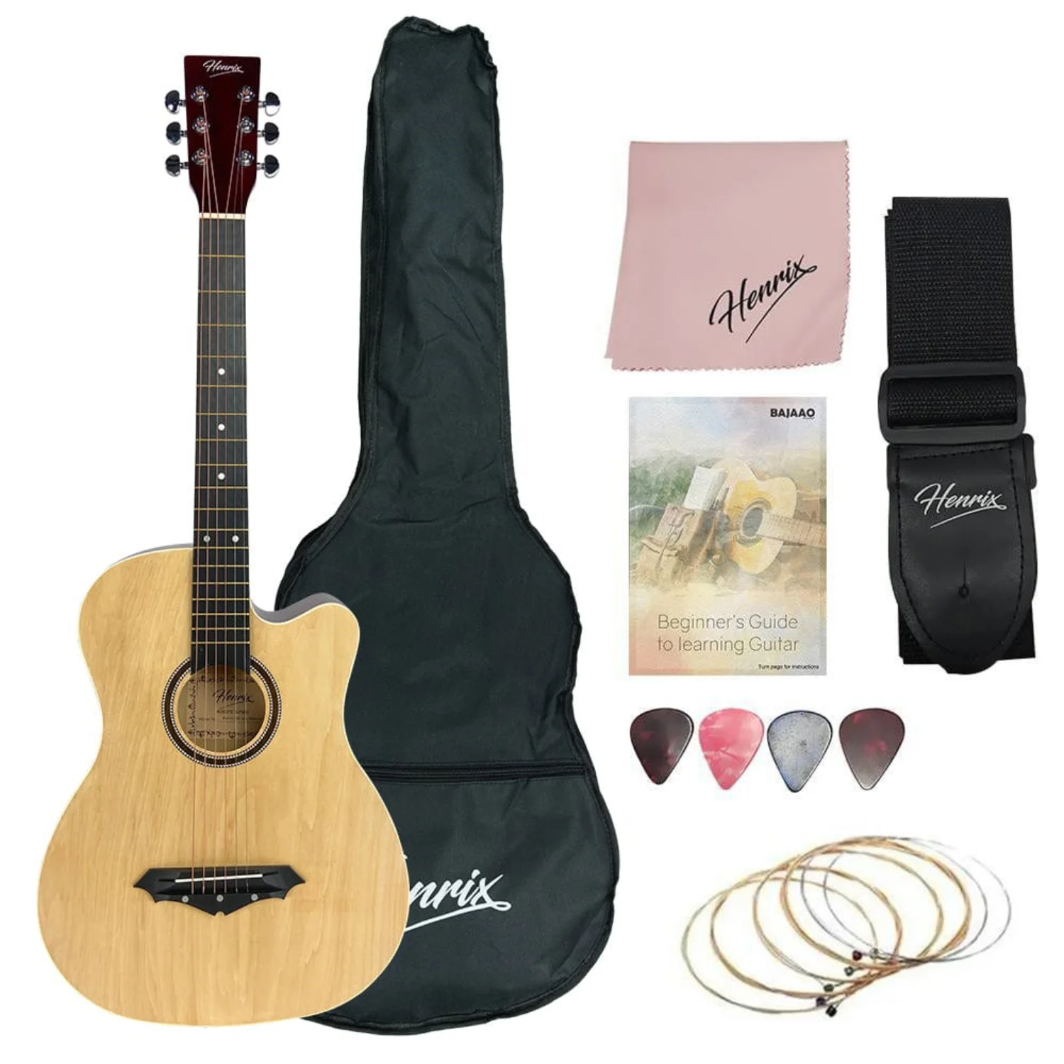 Henrix PRO 38C 38 Inch 6 String Cutaway Acoustic Guitar - Image 18