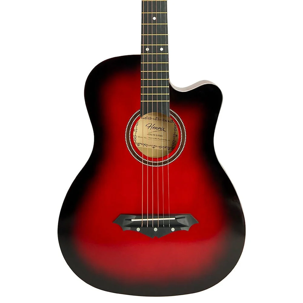 Henrix PRO 38C 38 Inch 6 String Cutaway Acoustic Guitar - Image 34