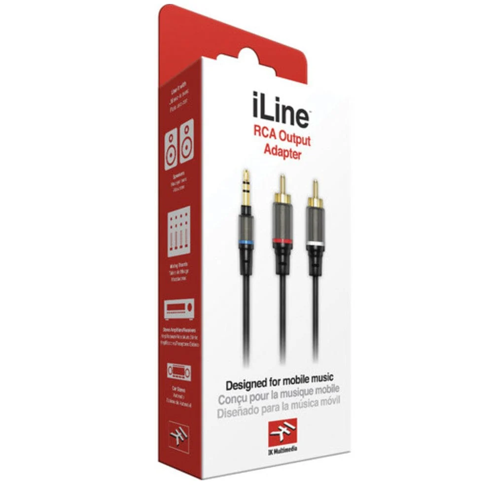 IK Multimedia 59 Inch RCA Output Adapter 1/8 Inch Male Jack to 2x 1/8 Inch Mono Male RCA Jacks