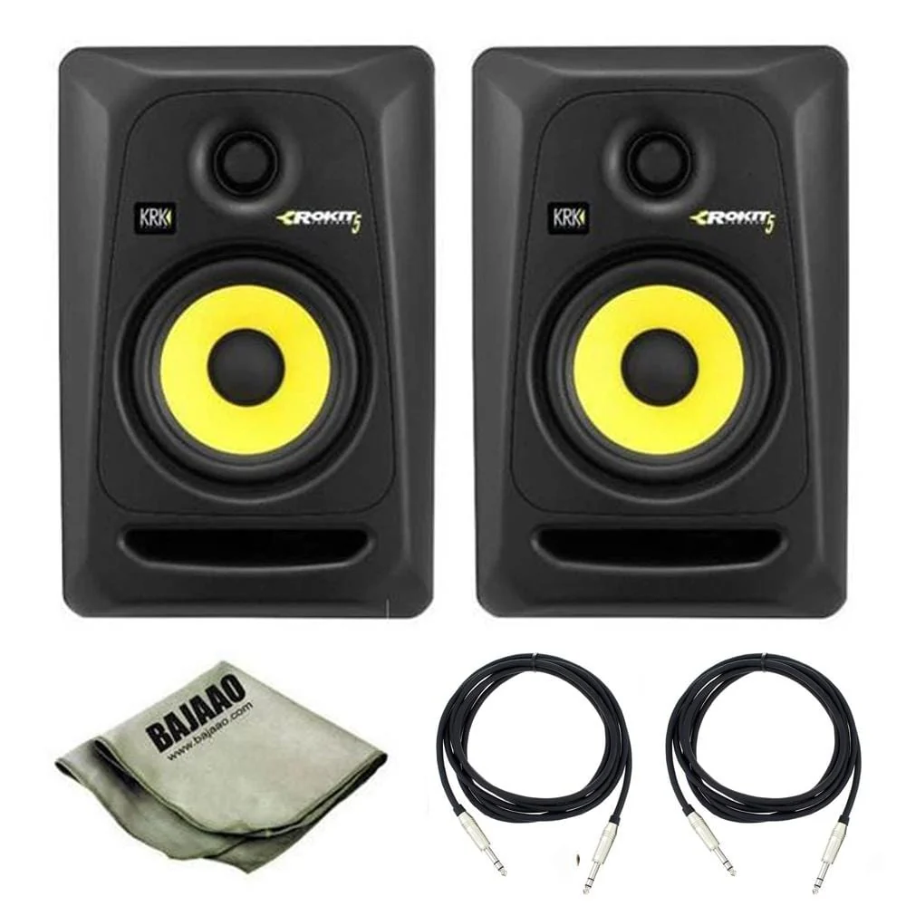 KRK ROKIT 5 G3 Powered Studio Monitors Pair With TRS Cable (Pair) And Polishing Cloth
