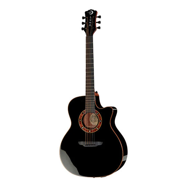 Luna Guitars Eclipse NOX Cutaway Electro Acoustic Guitar - Black Gloss