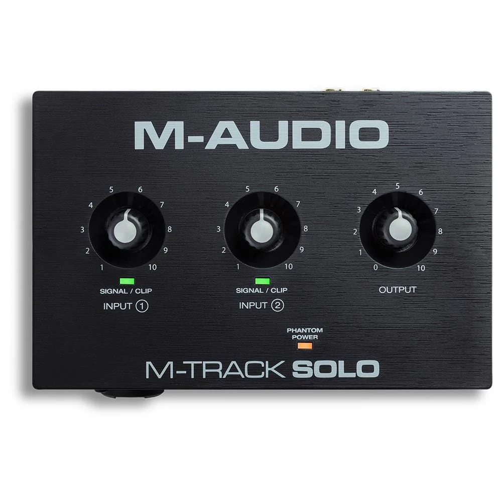 M-Audio M-Track Solo 2-Channel USB Audio Interface With 1 Crystal Preamp, Phantom Power & Instrument Input - Open Box