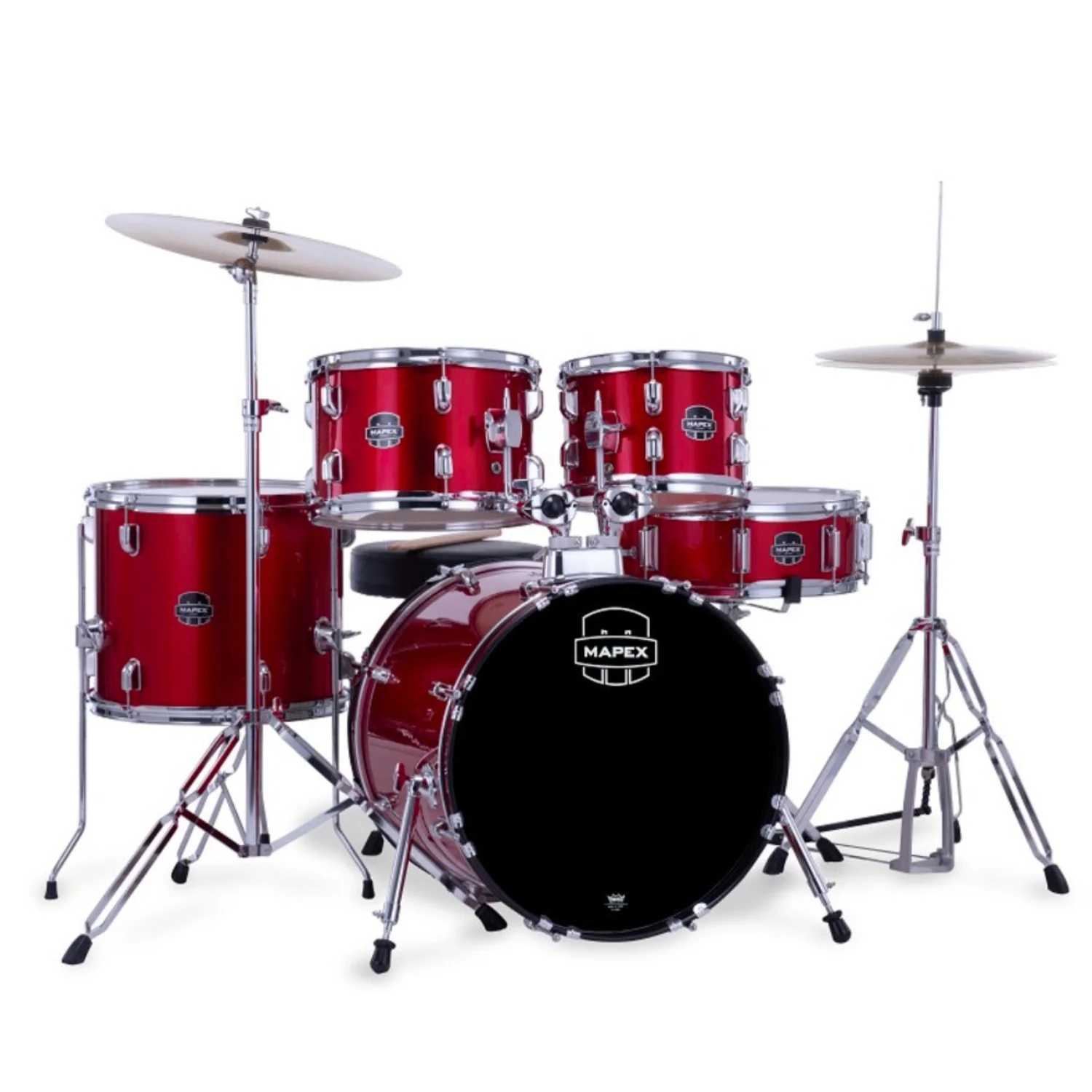 Mapex CM5844FTC Jazz Jr Comet 5 Piece Acoustic Drum Set with Hardware Throne & Cymbals - Image 4