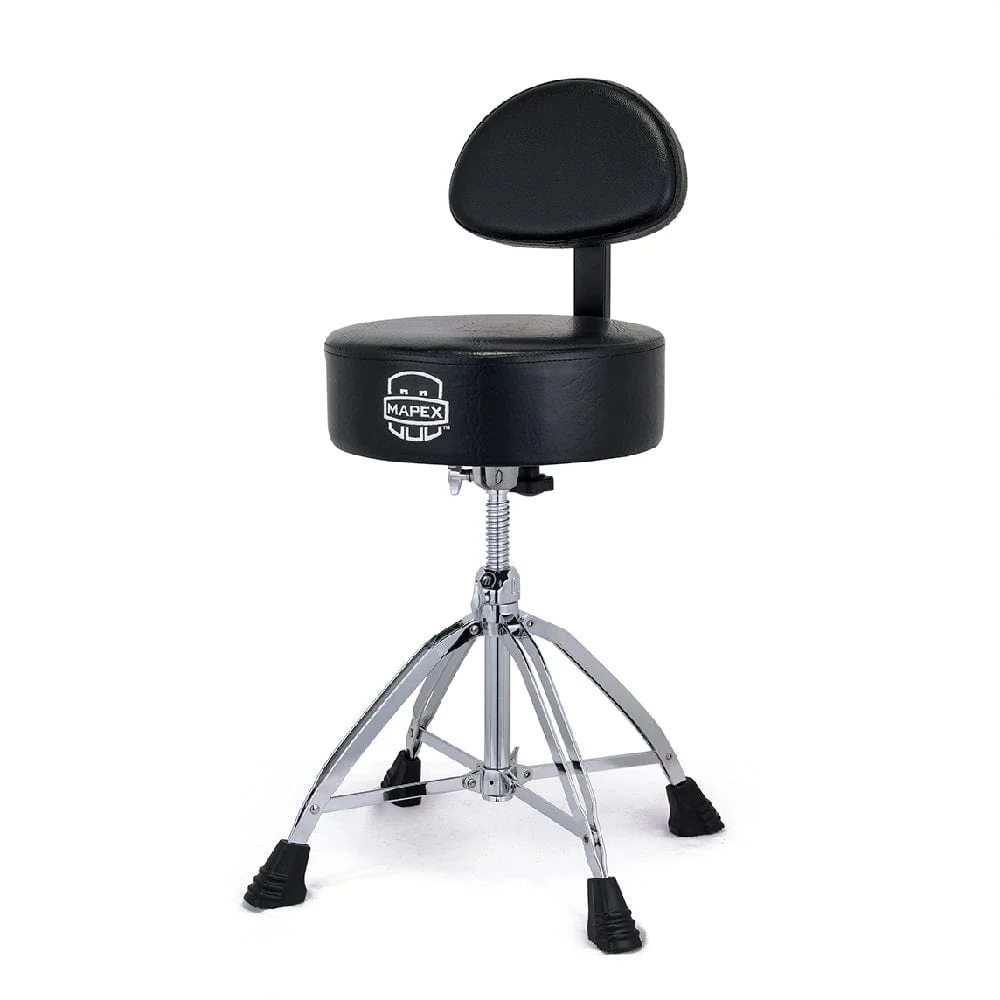 Mapex T875 Saddle Top Drum Throne with Backrest and Double Braced Quad Legs - Image 2