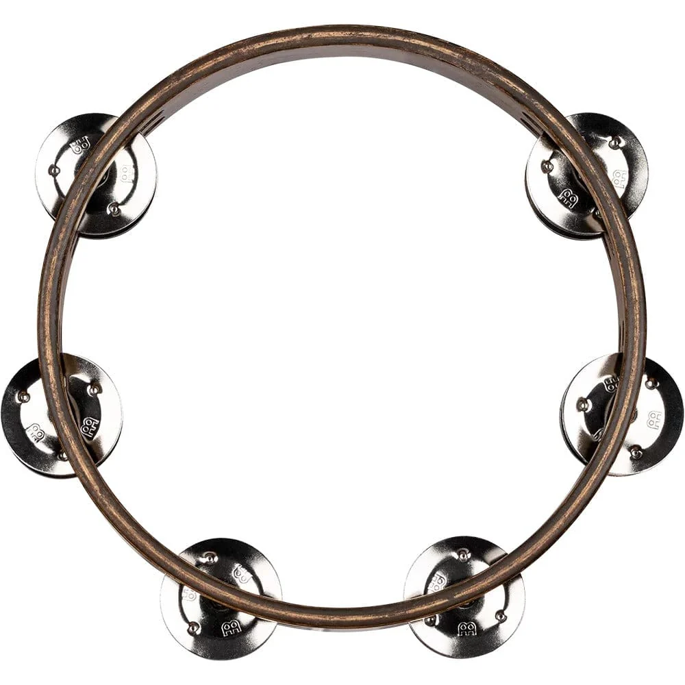 Meinl CTA2WB Compact Wood Series Stainless Steel Jingles 2 Rows Tambourine - Walnut Brown - Image 2