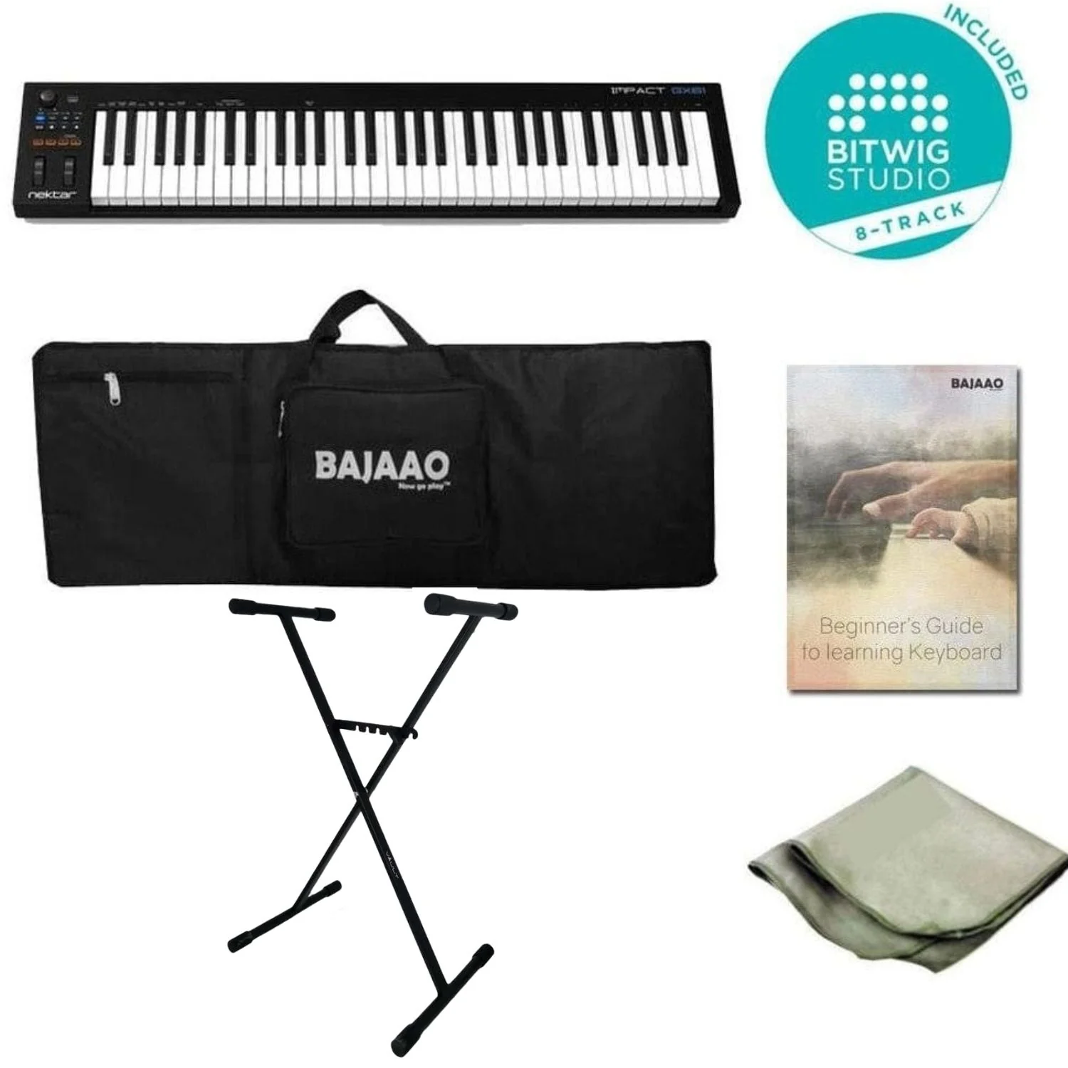 Nektar Impact Gx61 61-key Midi Keyboard With Btwig Software, Cloth, Stand, Gigbag & Ebook