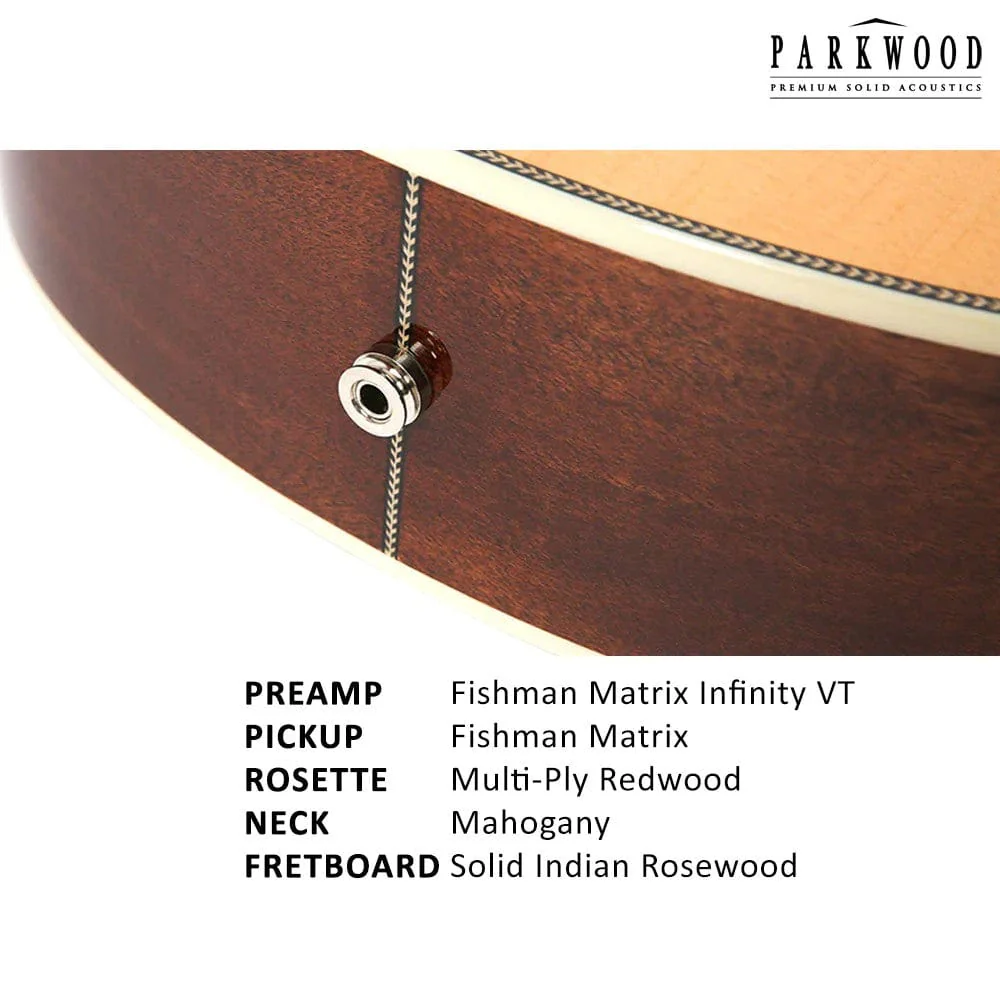 Parkwood P670 Grand Concert Cutaway Acoustic Guitar with Case - Image 4