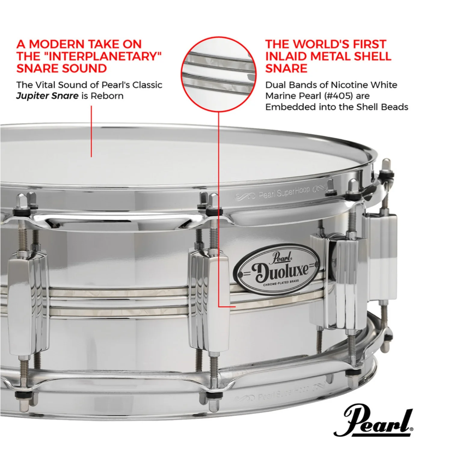 Pearl DUX1450BR 14" x 5" Duolux Snare Drum - Image 6