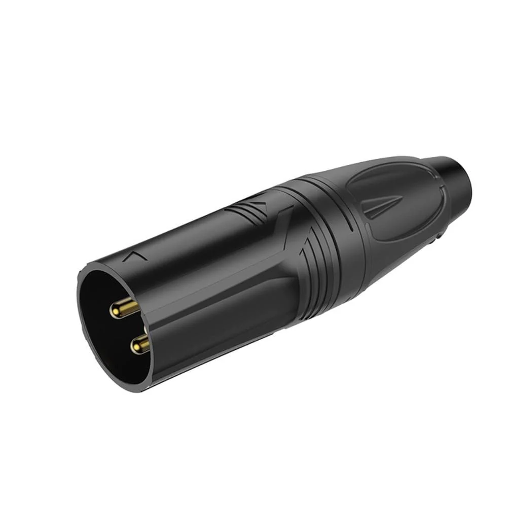 Roxtone RX3M-BG 3 Pole XLR male Black Electrophoretic Paint Shell With Gold Plated Contacts Connector