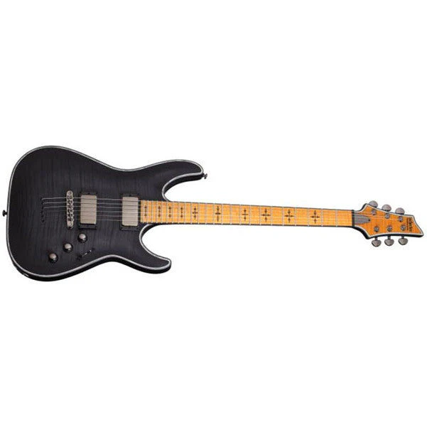 Schecter Guitar Research Hellraiser Extreme C-1 Electric Guitar, Flamed Maple Fingerboard - See-Thru Black Satin