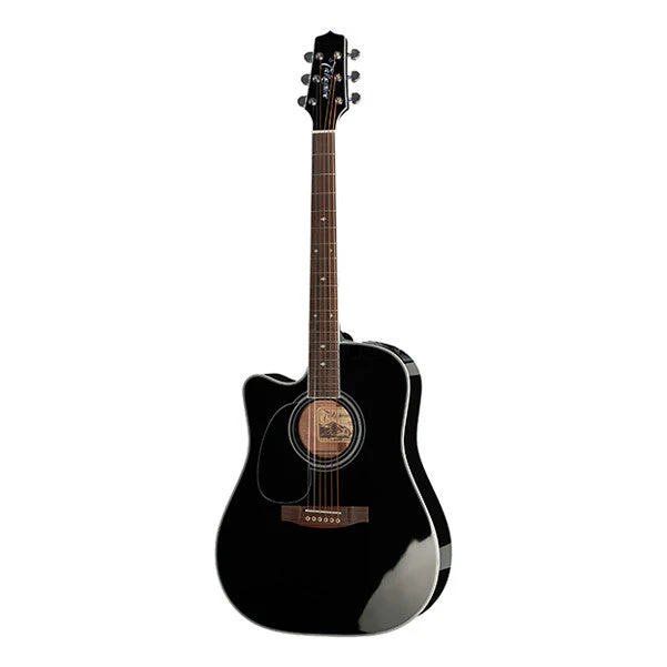 Takamine EF341SC LH Dreadnought Cutaway Electro Acoustic Guitar - Black High Gloss