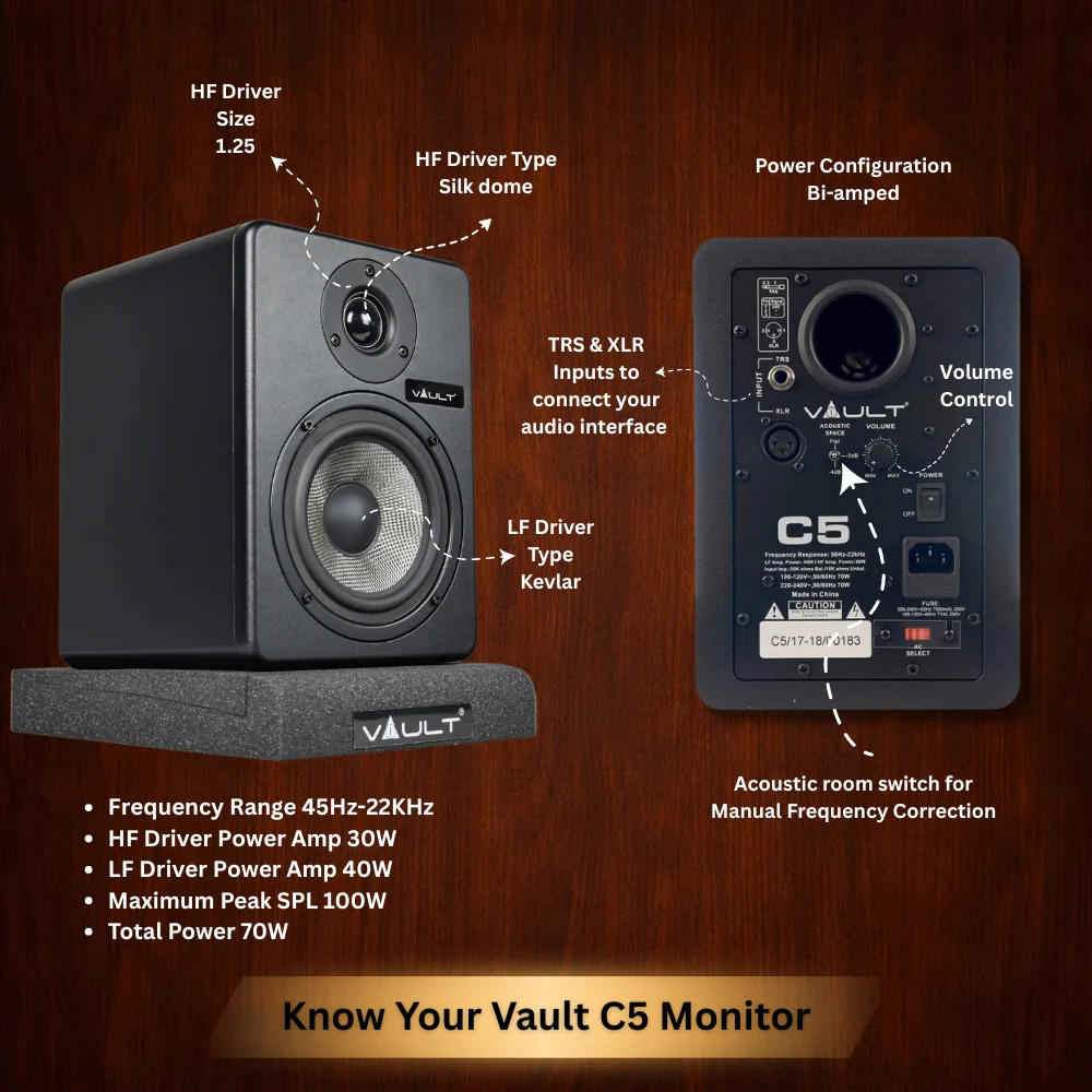 Vault C5 5" Powered Studio Monitors Pair - Image 6