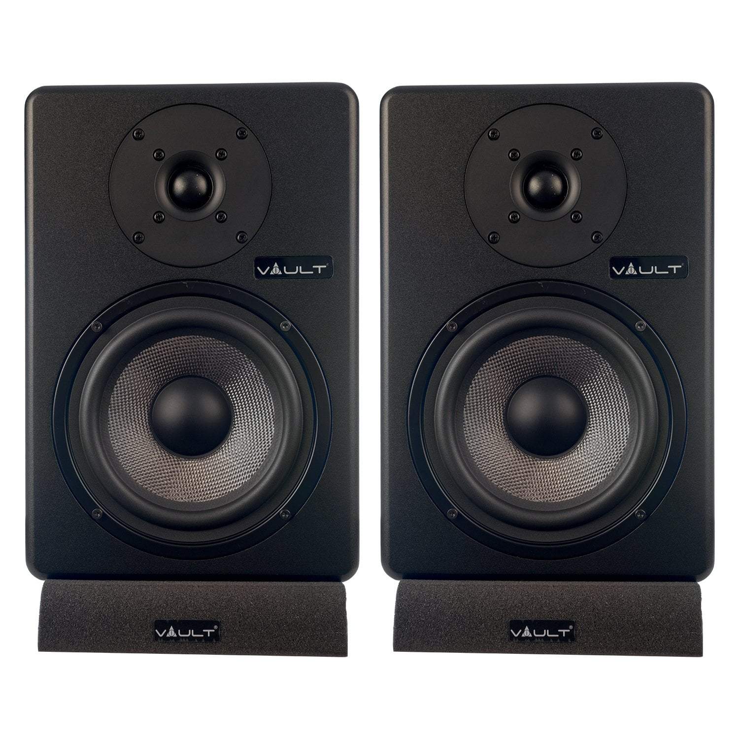 Vault C6 6" Powered Studio Monitors With Isolation Foam Pads - Pair with Vault Play True Wireless Earbuds - Image 2