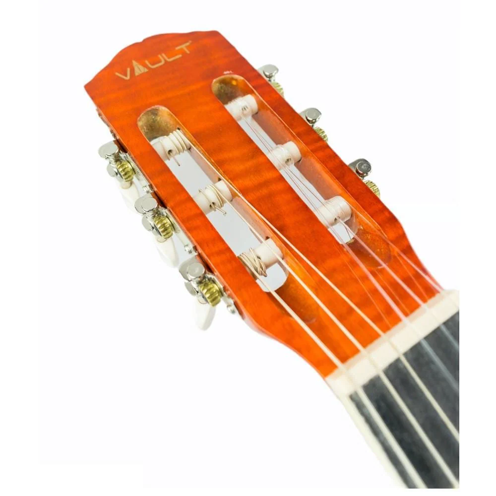 Vault CL-20 4/4 size Classical Guitar with Gigbag, Tuner, Strap, Polishing Cloth & Ebook - Natural Gloss - Image 7