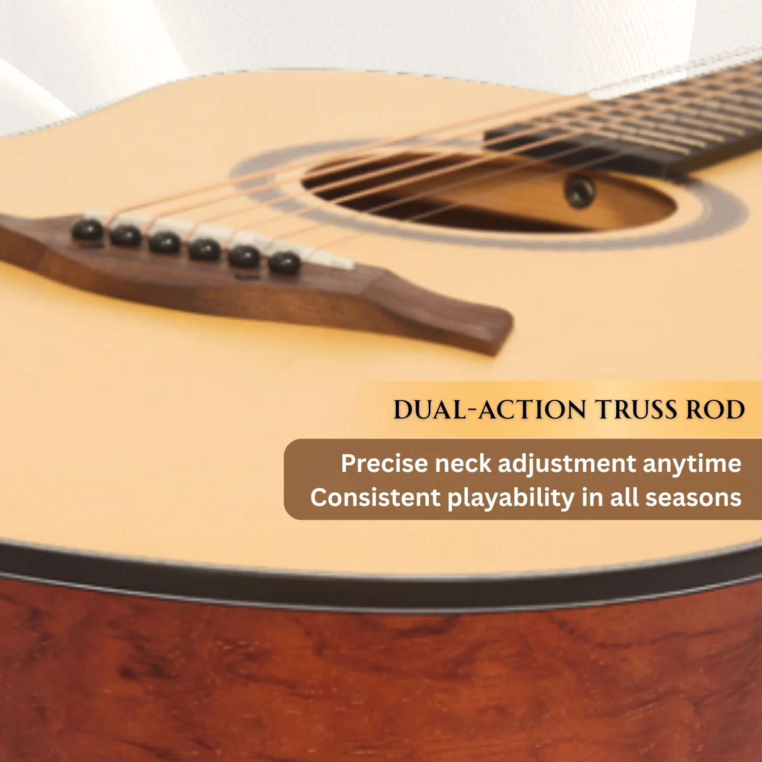Vault DA25 Dreadnought Shape Acoustic Guitar with Bubinga Back and Sides - Image 6