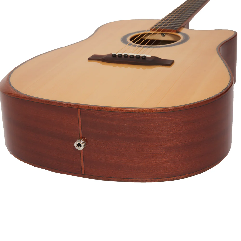 Vault DA60CE Premium Dreadnought Cutaway Solid Spruce Top Electro Acoustic Guitar with Dual EQ and Armrest - Image 7