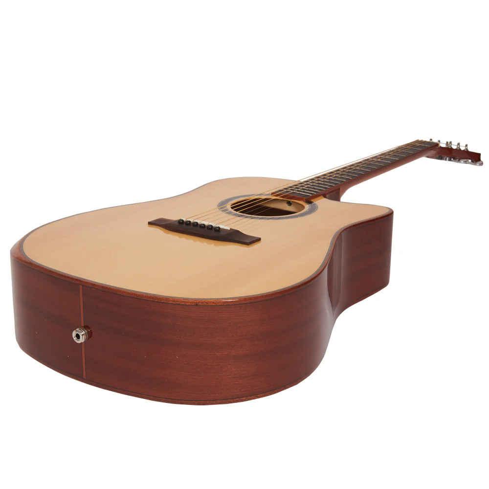 Vault DA60CE Premium Dreadnought Cutaway Solid Spruce Top Electro Acoustic Guitar with Dual EQ and Armrest - Image 9