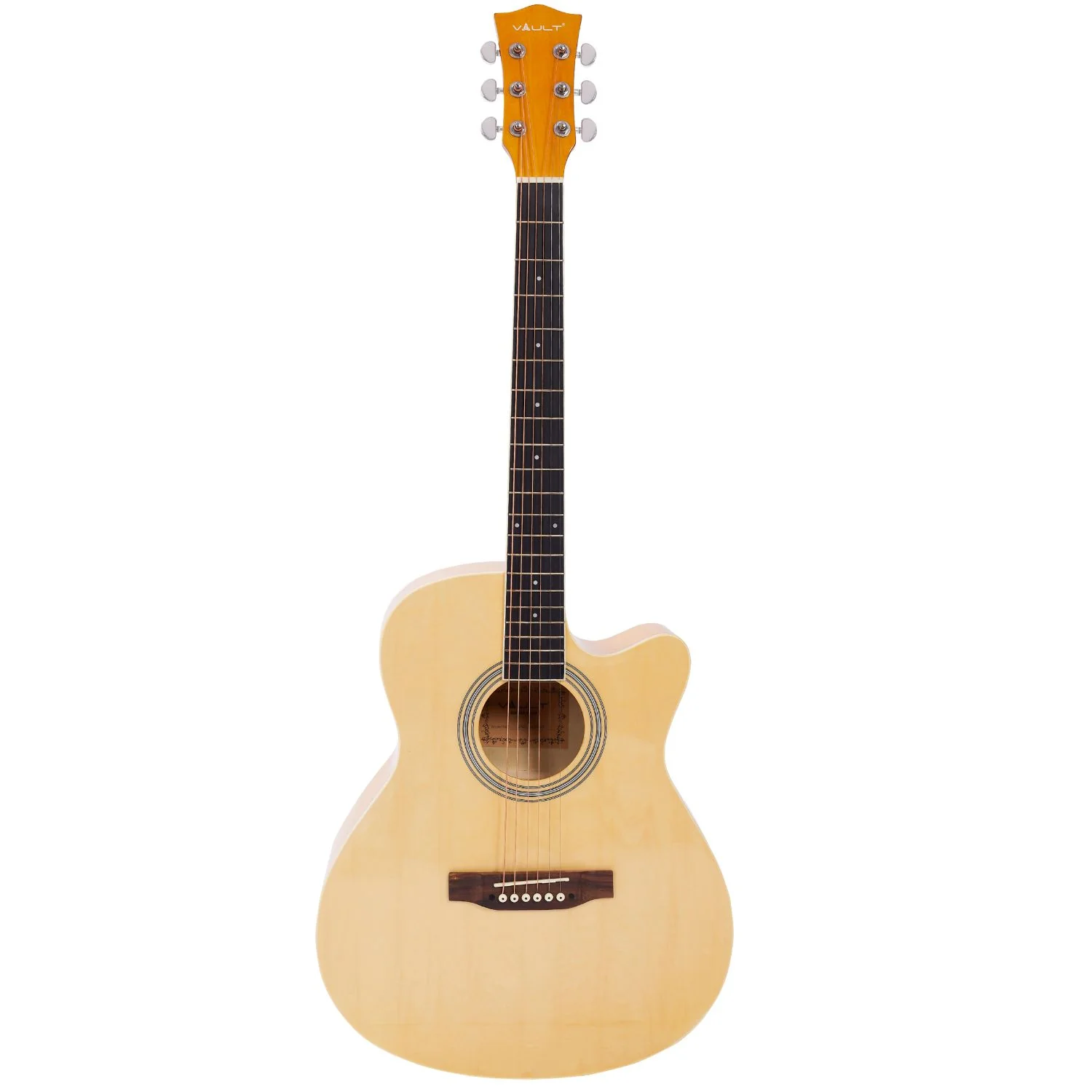 Vault EA20 Guitar Kit with Learn to Play Ebook, Bag, Strings, Straps, Picks, String winder & Polishing Cloth - 40 inch Cutaway Acoustic Guitar - Image 10