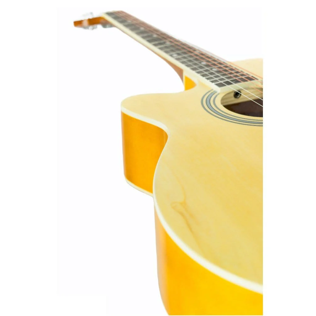 Vault EA20 Learn to Play Guitar Kit with Ebook, Bag, Strings, Straps, Picks, String winder & Polishing Cloth - 40 inch Cutaway Acoustic Guitar - Left Handed - Open Box - Image 4