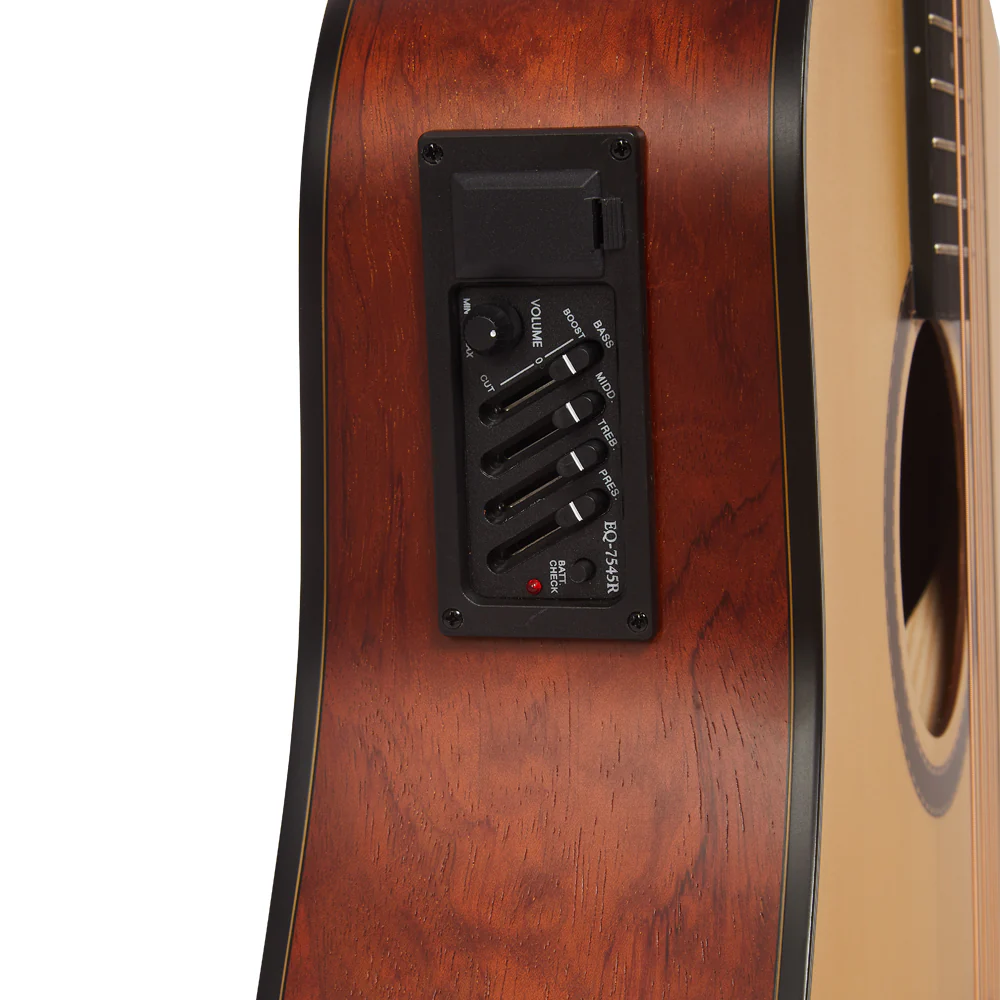 Vault EA25CE Grand Auditorium Shape Electro Acoustic Guitar with Gigbag, Strap, Pick, Polishing Cloth & E-Book - Image 4