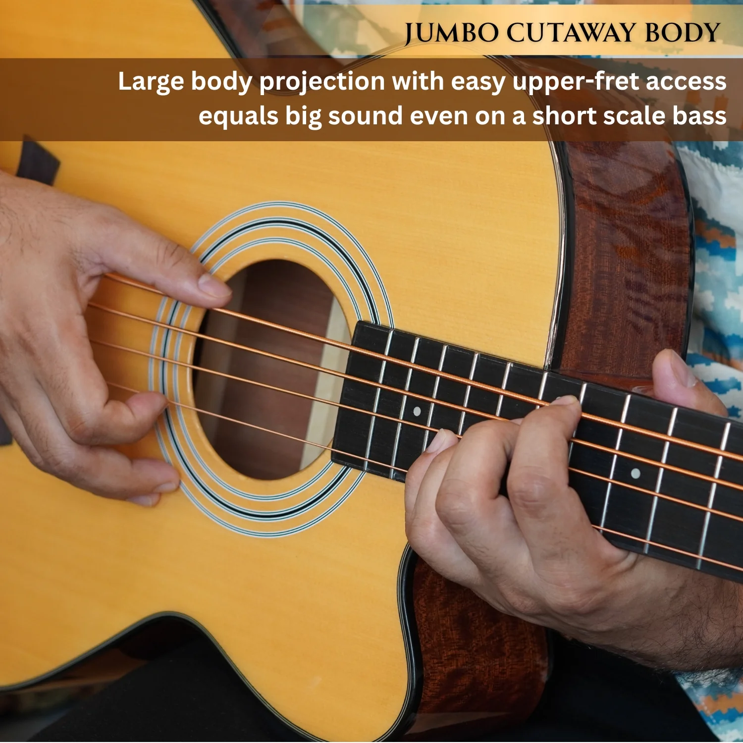 Vault EB40CE 4 String Solid-Top Acoustic Bass Guitar With EQ and Padded Gigbag - 34" Long Scale Length - Image 26