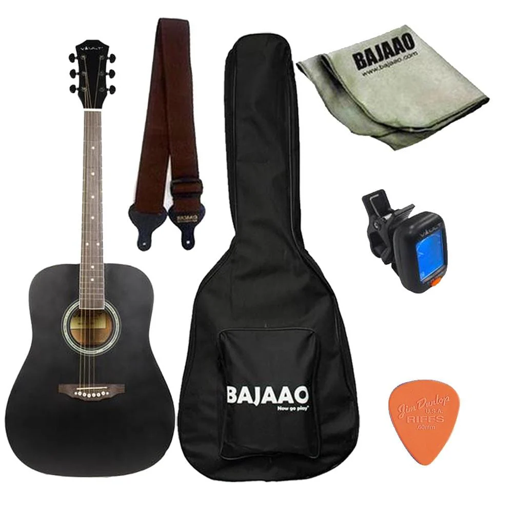 Vault ED-10D 41 inch Dreadnought Acoustic Guitar with Gig Bag, Picks, Strap, Tuner and Polishing Cloth