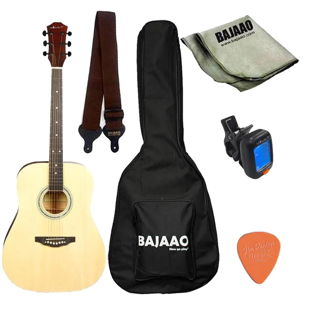 Vault ED-10D 41 inch Dreadnought Acoustic Guitar with Gig Bag, Picks, Strap, Tuner and Polishing Cloth - Image 3