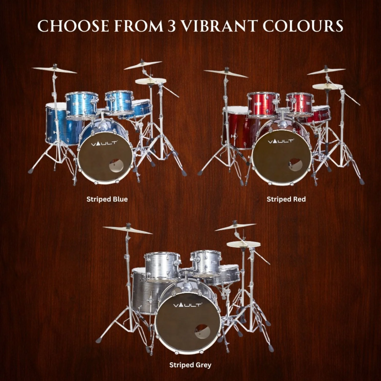 Vault Groover Plus 5-Piece Acoustic Drum Kit with Hardware, Cymbals & Throne - Image 26