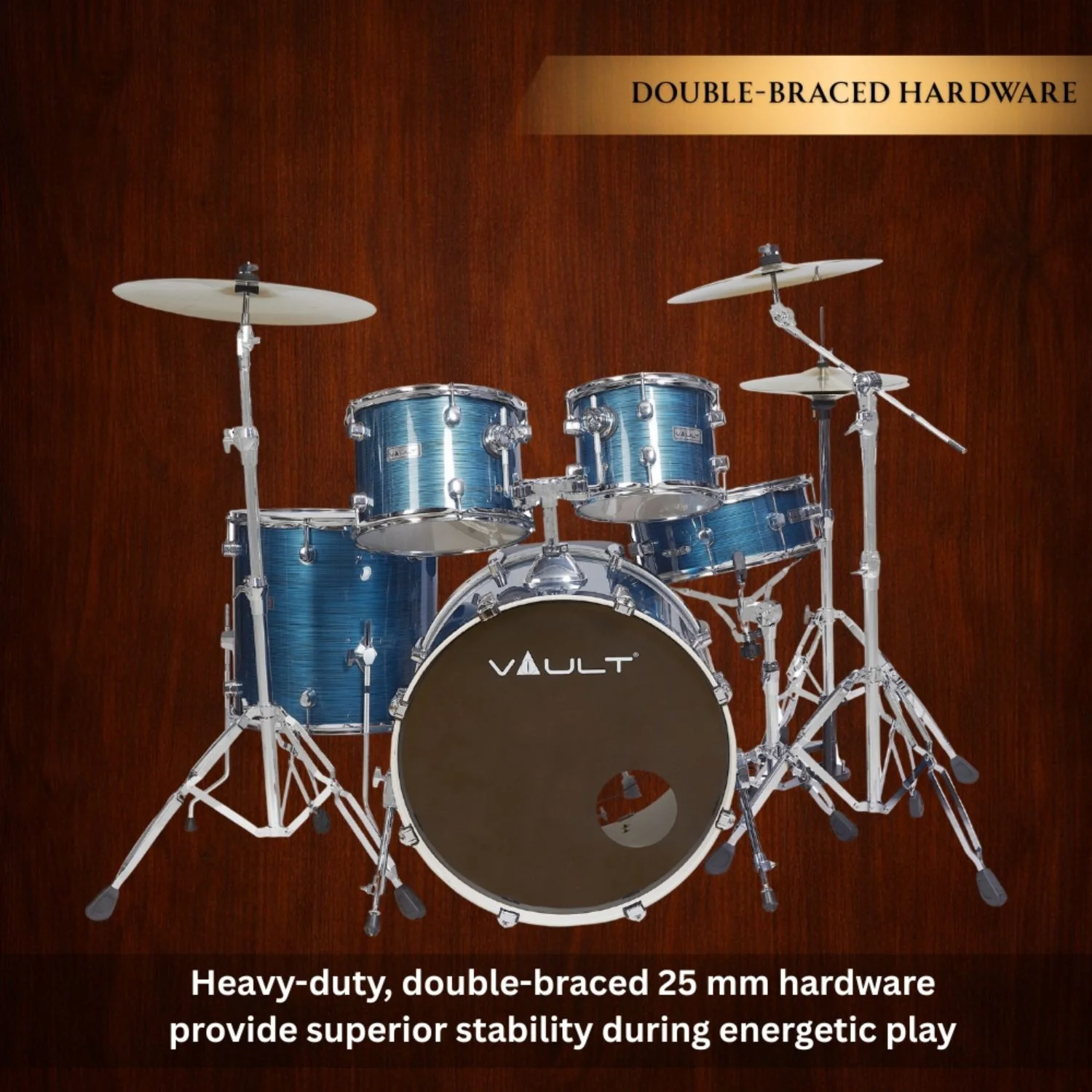 Vault Groover Plus 5-Piece Acoustic Drum Kit with Hardware, Cymbals & Throne - Image 36