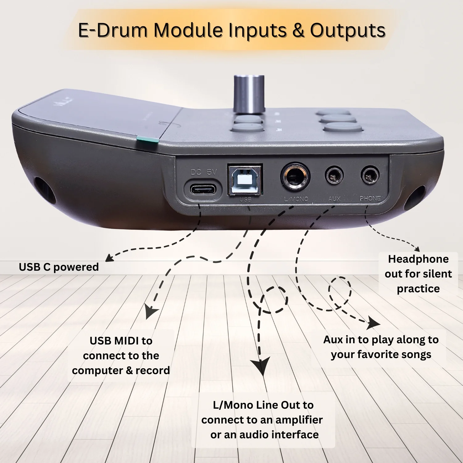 Vault Impact Junior Electronic Drum Kit for Kids with All-Mesh Pads, USB-C Module and 60+ Built-In Sounds – Junior Sized for Kids Under 12 - Image 10