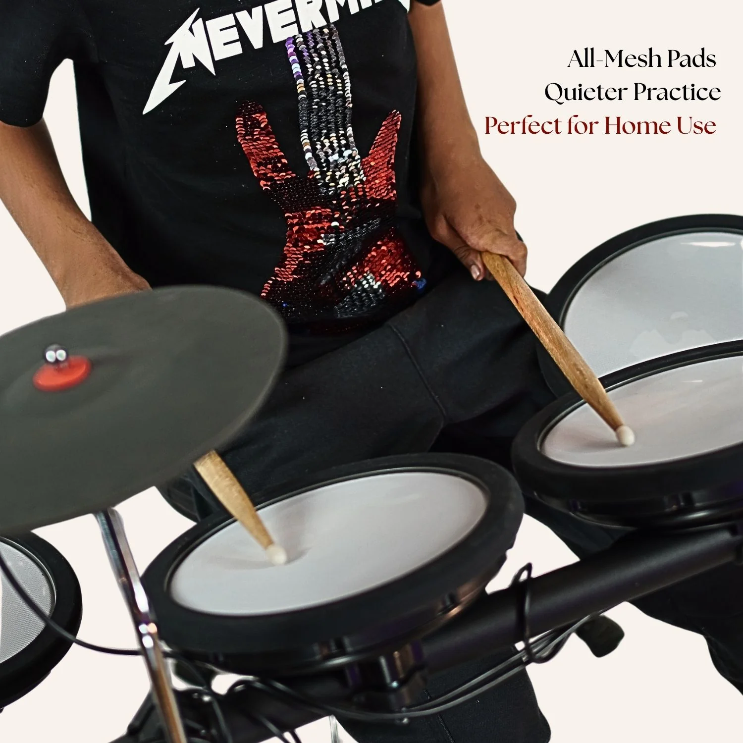 Vault Impact Junior Electronic Drum Kit for Kids with All-Mesh Pads, USB-C Module and 60+ Built-In Sounds – Junior Sized for Kids Under 12 - Image 8