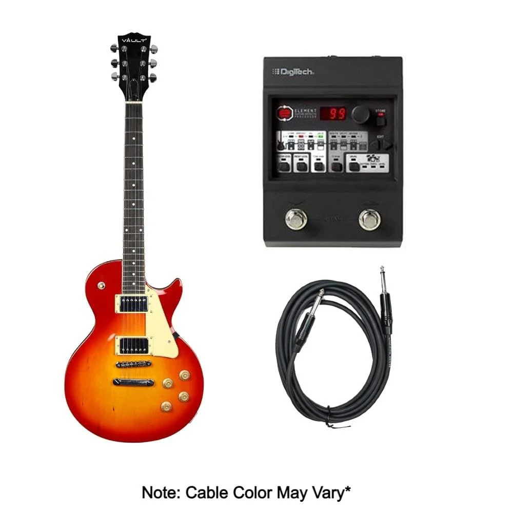 Vault LP1MN Les Paul Style Electric Guitar Bundle With Digitech Element Guitar Processor - Image 2
