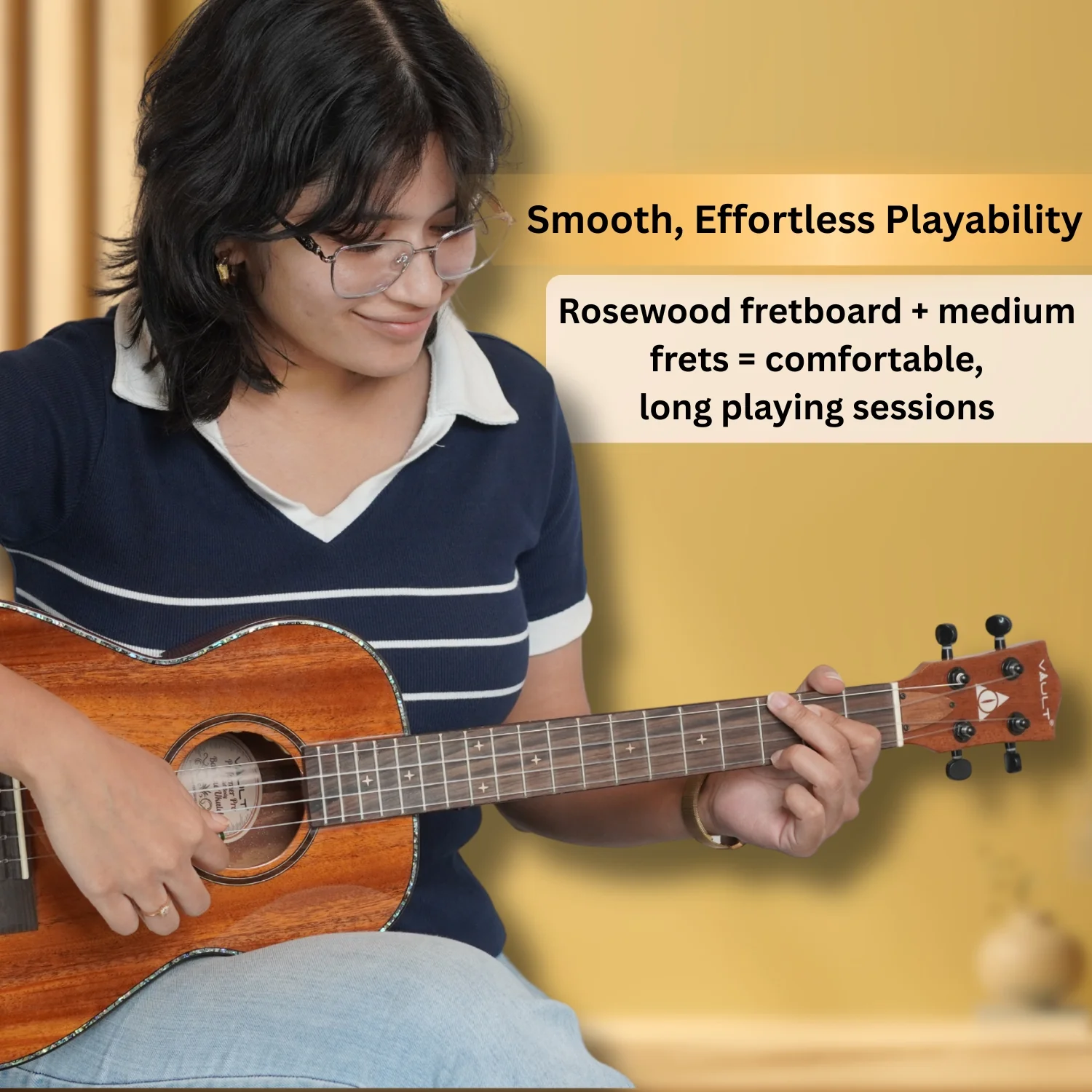 Vault Performer Pro 30" All Solid Mahogany Premium Baritone Ukulele with Gigbag - Image 7