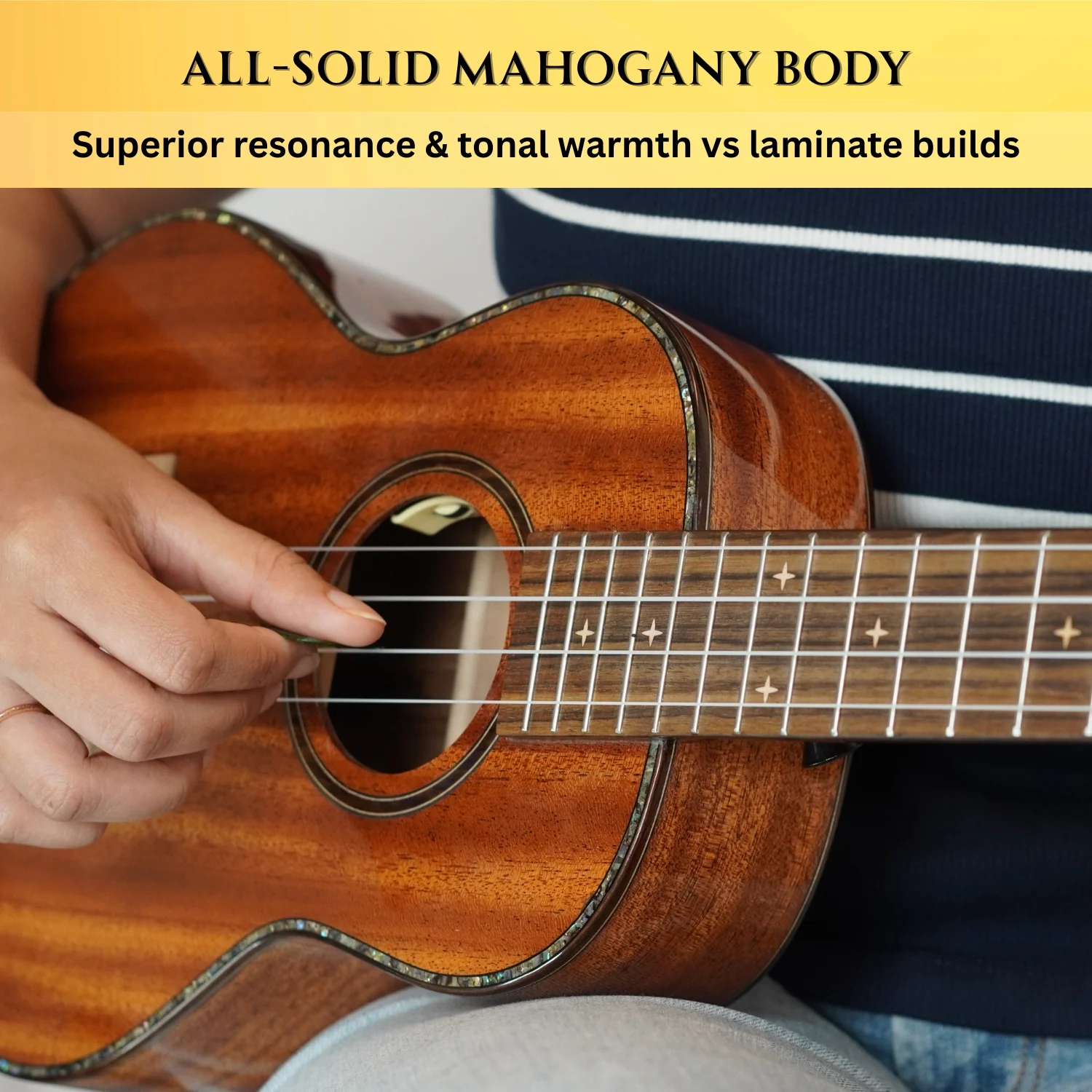 Vault Performer Pro 30" All Solid Mahogany Premium Baritone Ukulele with Gigbag - Image 8