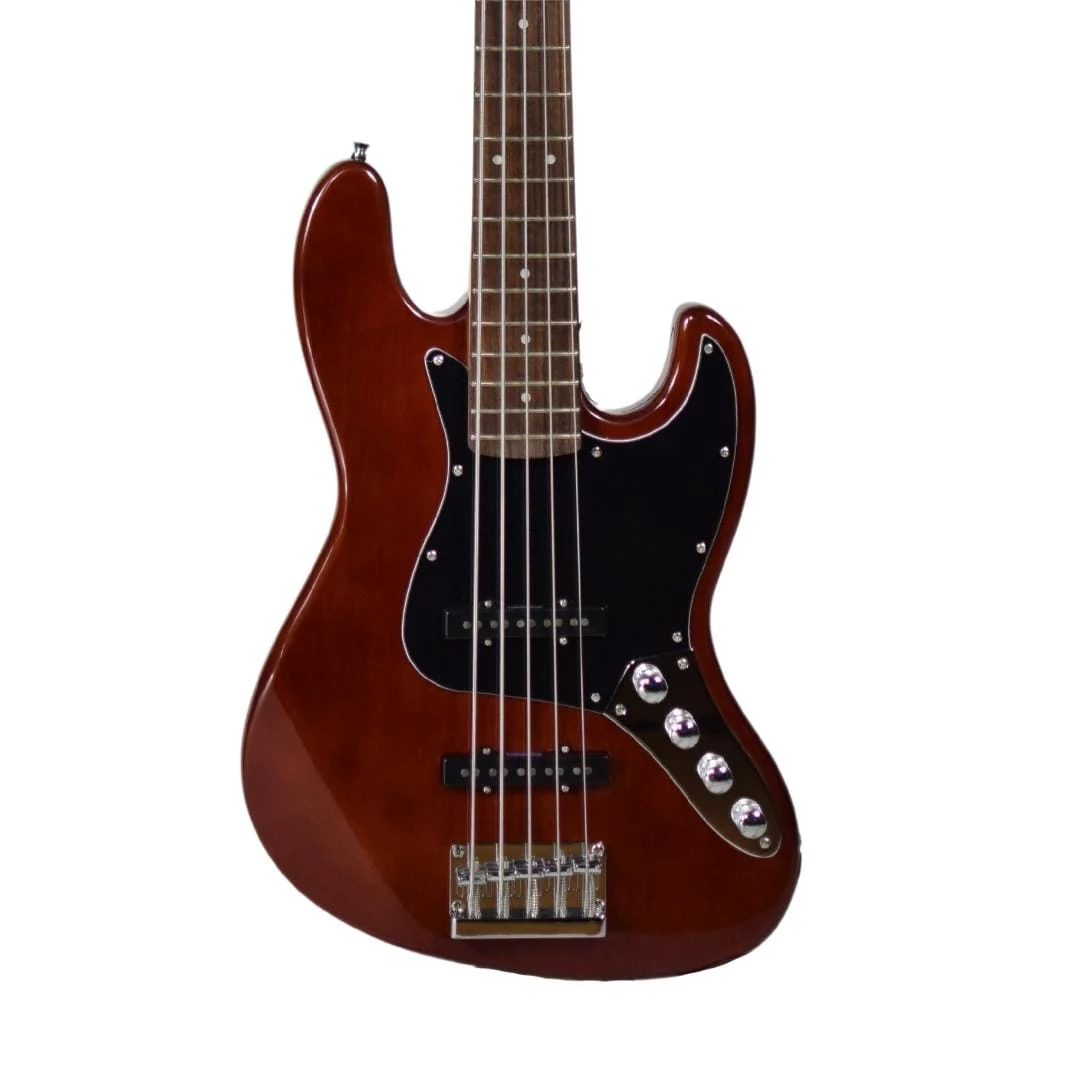 Vault Performer Pro JB4 String Electric Bass Guitar with Gigbag - High Gloss Solid Mahogany - Image 13