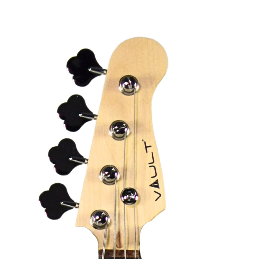 Vault Performer Pro JB4 String Electric Bass Guitar with Gigbag - High Gloss Solid Mahogany - Image 7