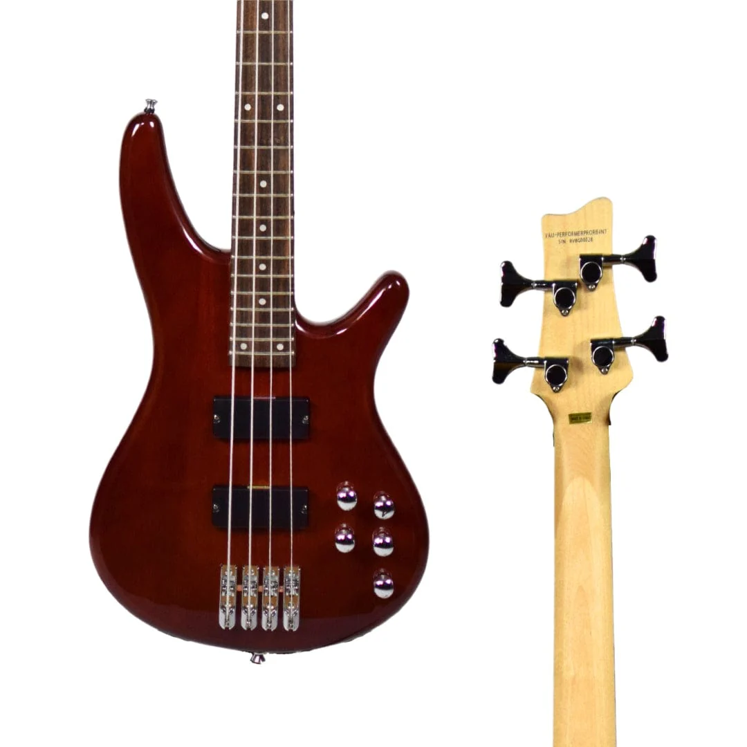 Vault Performer Pro RB4 Four String Electric Bass Guitar with Gigbag - High Gloss Solid Mahogany - Image 6