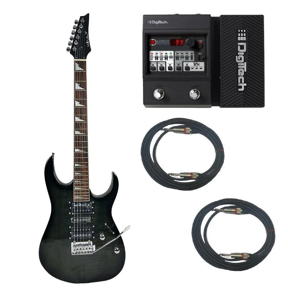Vault RG1RW Soloist Style Electric Guitar With Digitech Element XP ELMTXPV-01 Guitar Processor Bundle