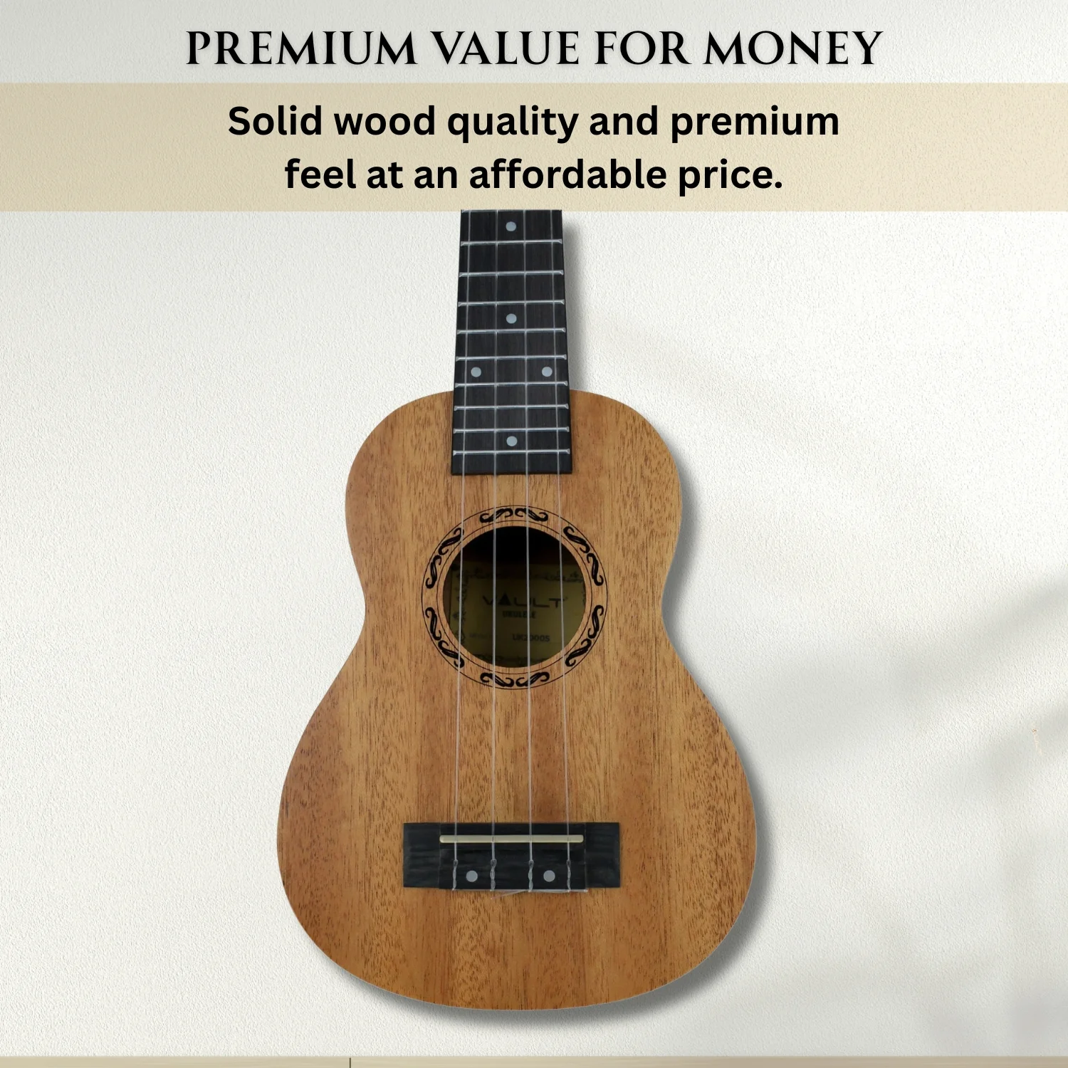 Vault UK-2000S 21-Inch Solid Mahogany Top Premium Soprano Ukulele With Gigbag - Image 7