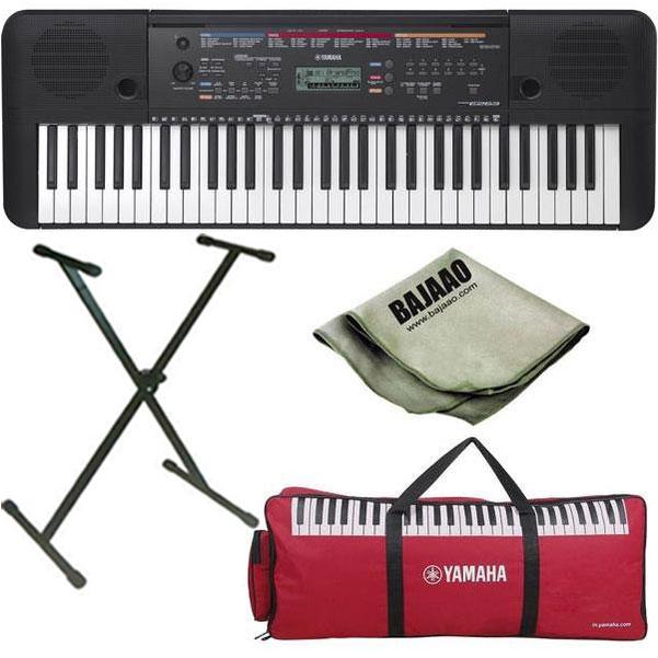 Yamaha PSR-E263 61-Key Portable Keyboard with Stand, Polishing Cloth and Gig Bag