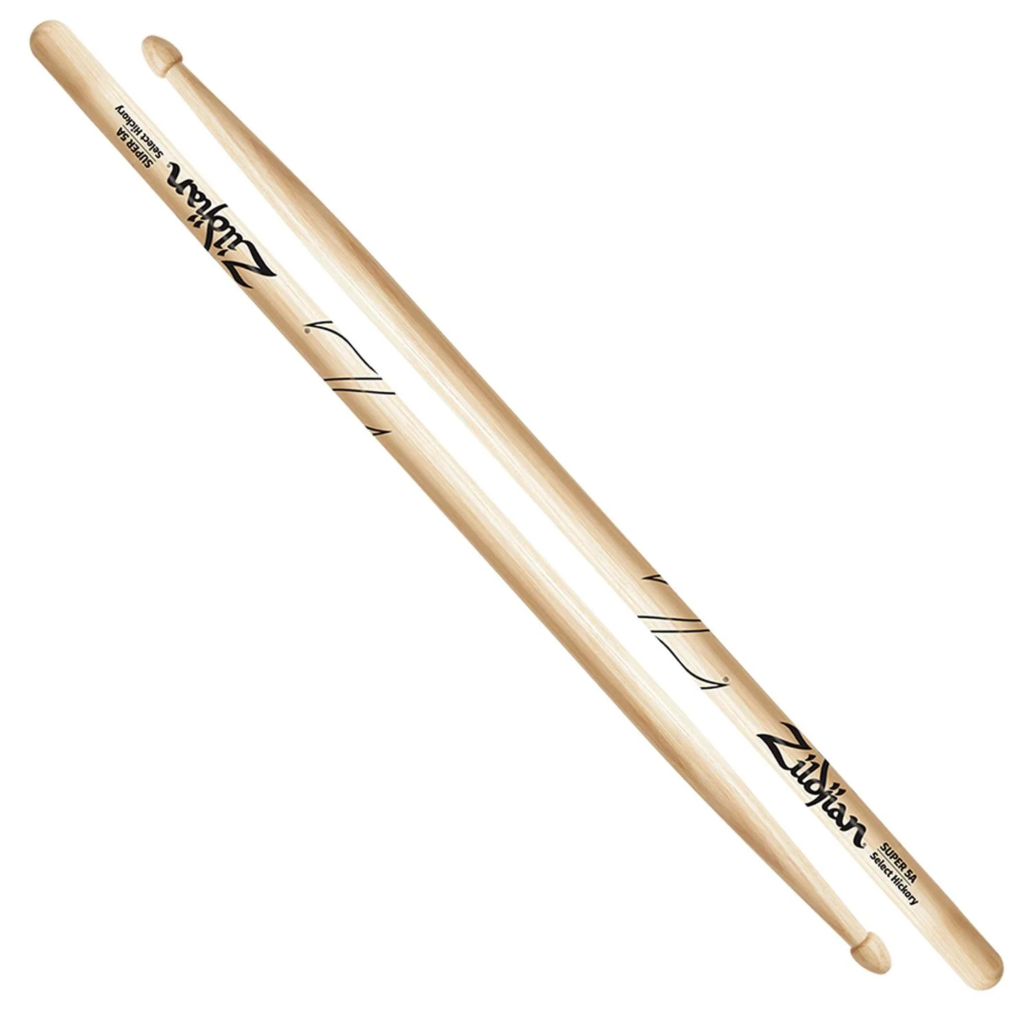 Zildjian ZS5A Super Wood Tip Hickory Drumsticks - 5A